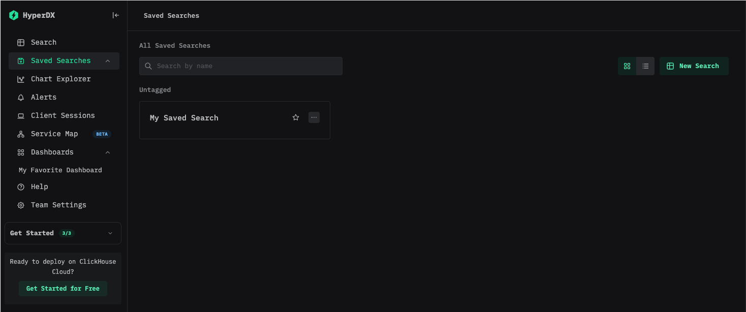 Страница списка сохранённых поисковых запросов