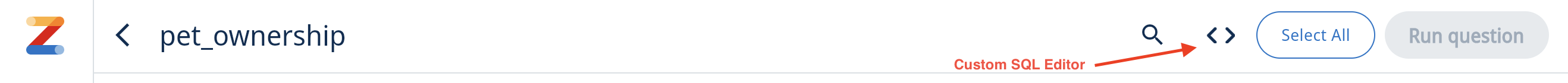Режим SQL-редактора в Zing Data с интерфейсом для написания SQL-запроса